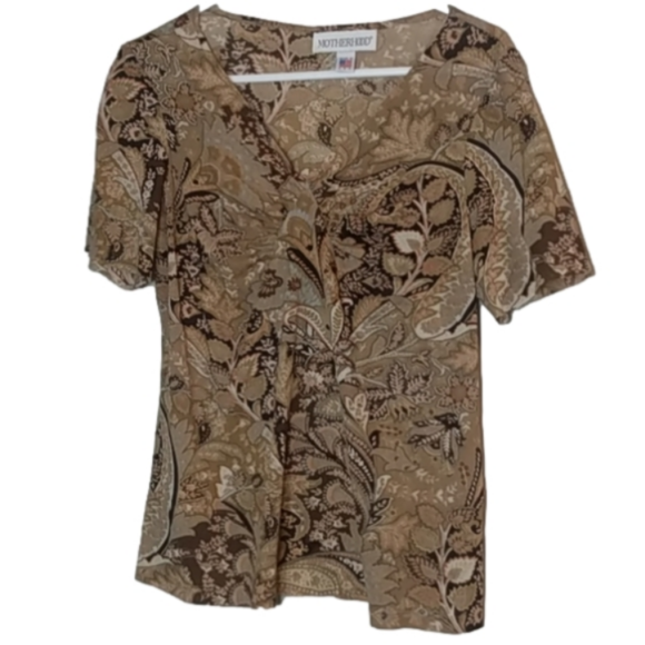 Motherhood brand Small V- Neck Bohemian Short Sleeve Blouse - Picture 2 of 4